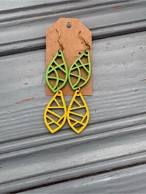 Playful Green and Yellow Double Drop Earrings